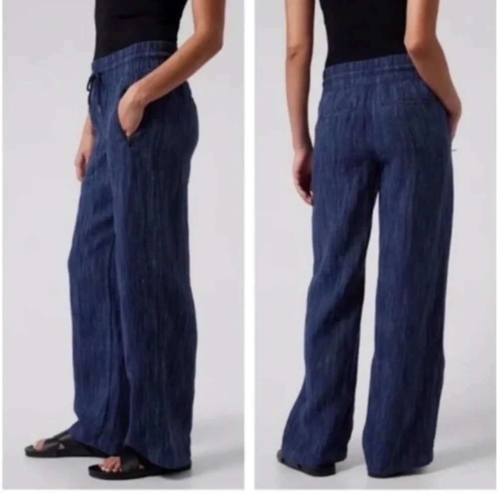Athleta Blue Wide Leg Pants - Picture 1 of 9